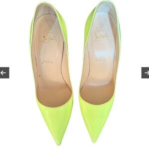 Christian Louboutin So Kate Neon Lime Yellow Patent Leather Green Heels Sz 36.5